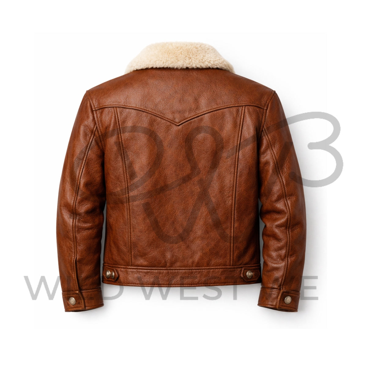 Men’s Western Shearling Collar Leather Jacket