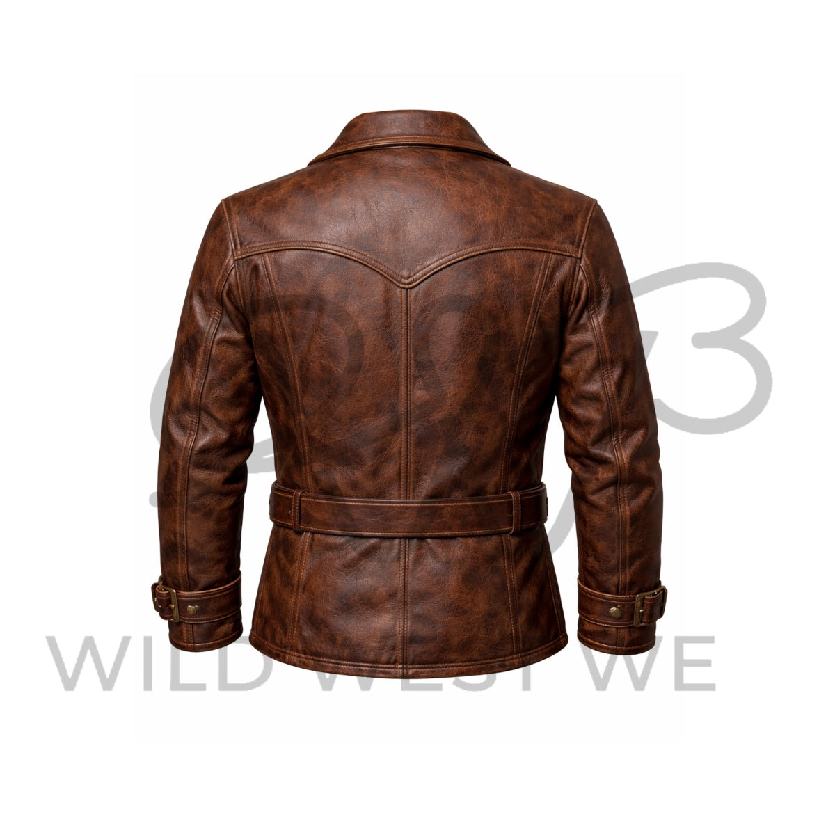 Men’s Western Gunslinger Leather Jacket with Belt
