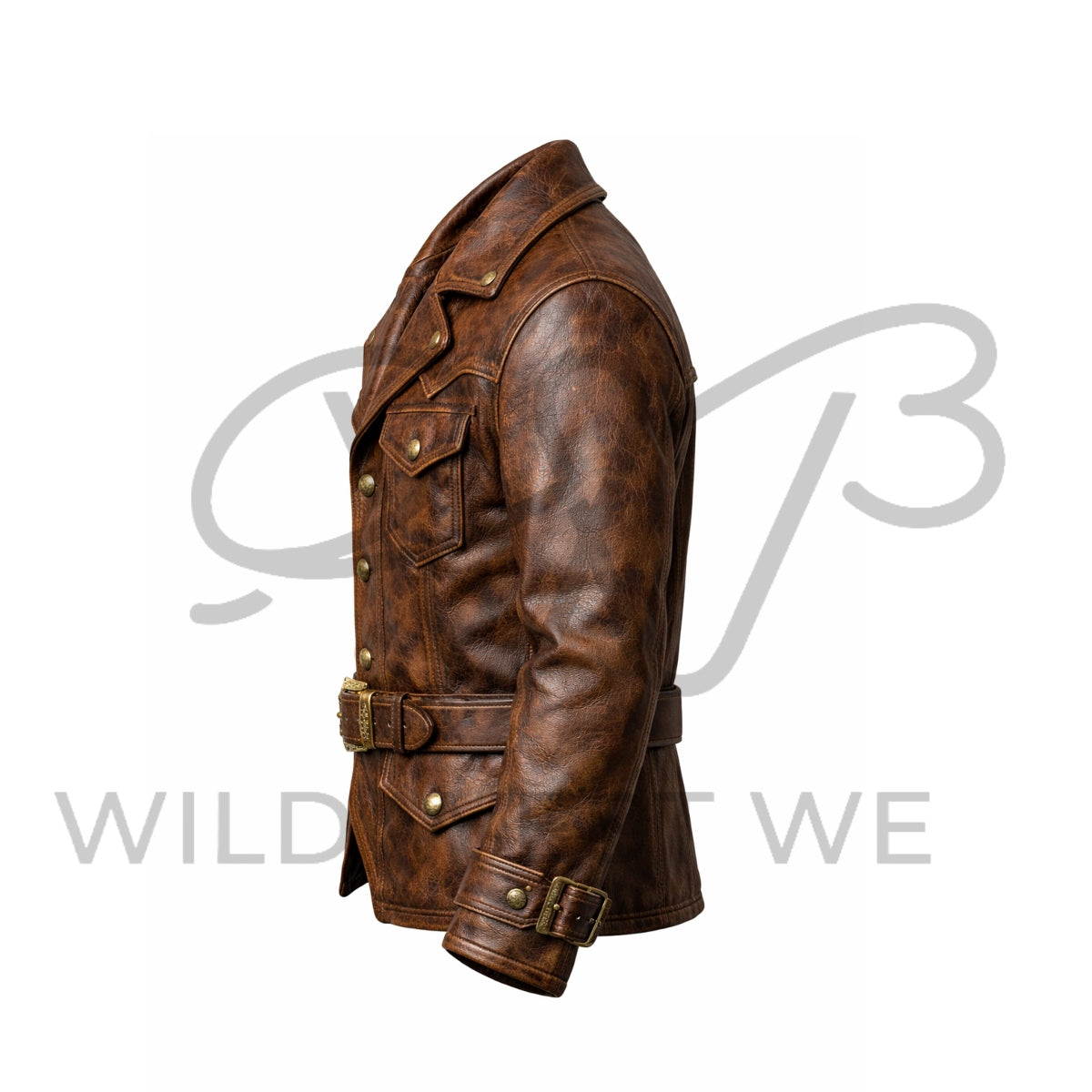 Men’s Western Gunslinger Leather Jacket with Belt