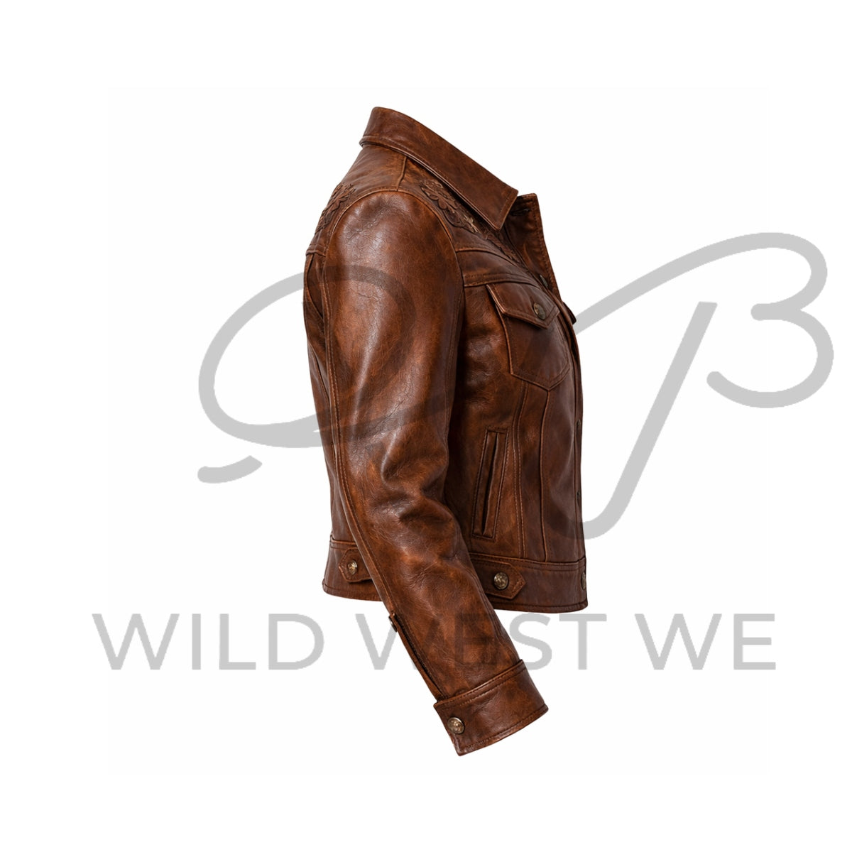 Women’s Western Embossed Panel Leather Jacket