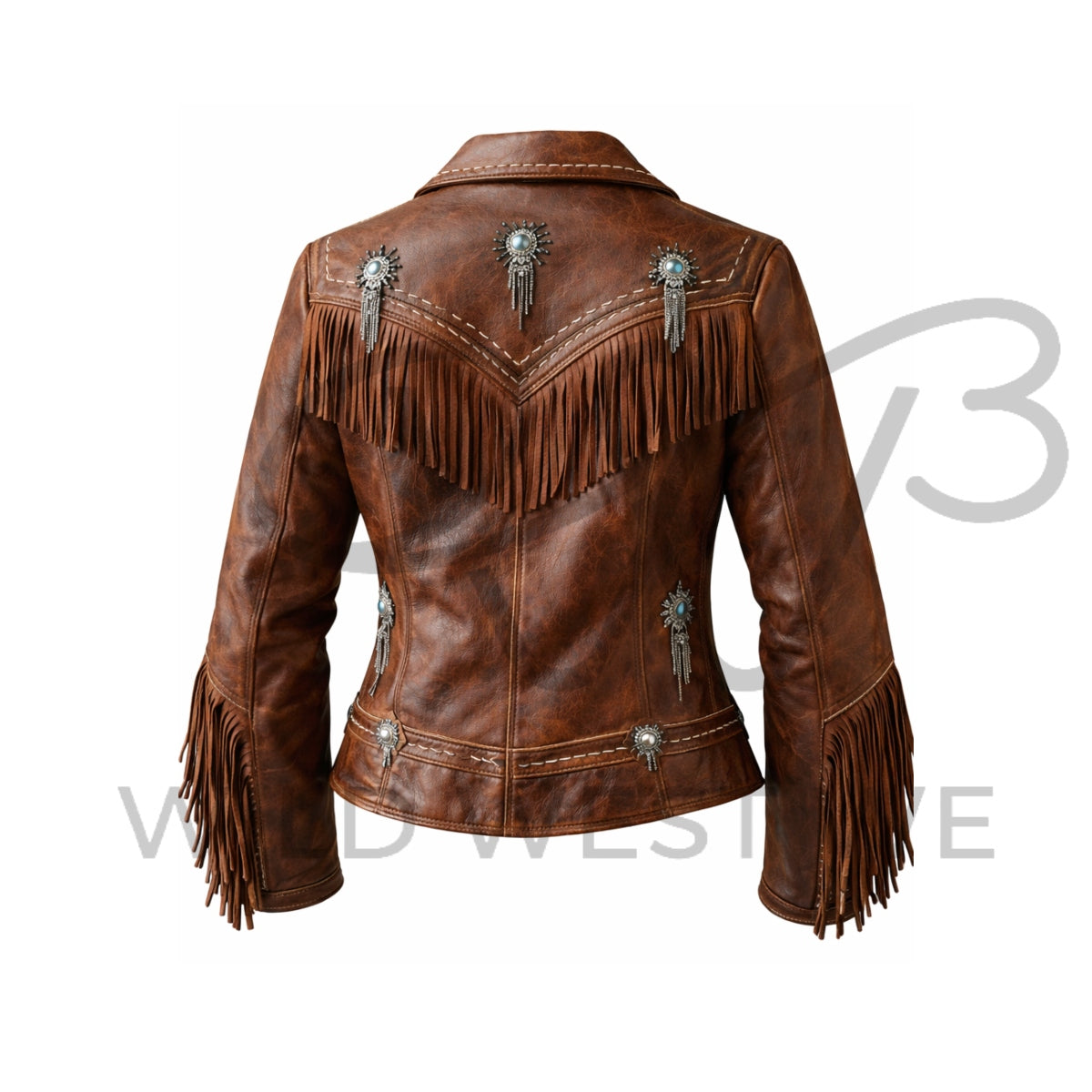 Women’s Western Fringe Concho Leather Jacket