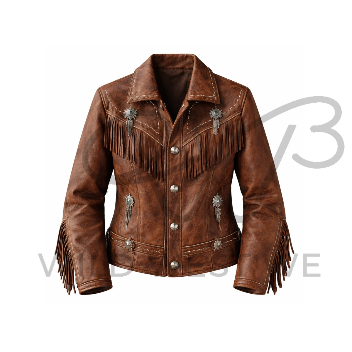 Women’s Western Fringe Concho Leather Jacket