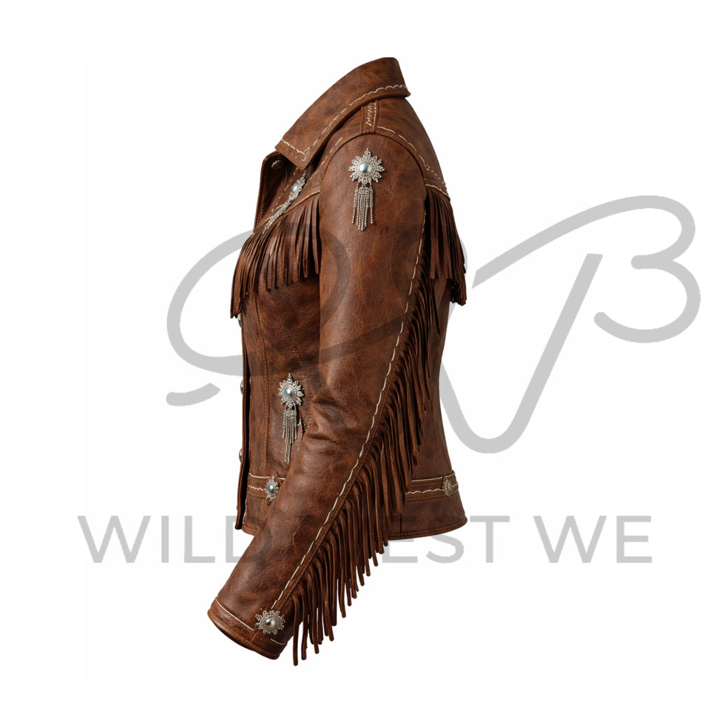 Women’s Western Fringe Concho Leather Jacket