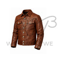 Men’s Western Decorative Snap Leather Jacket