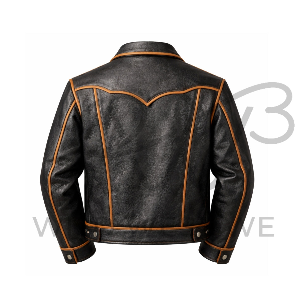 Men’s Western Piped Leather Jacket
