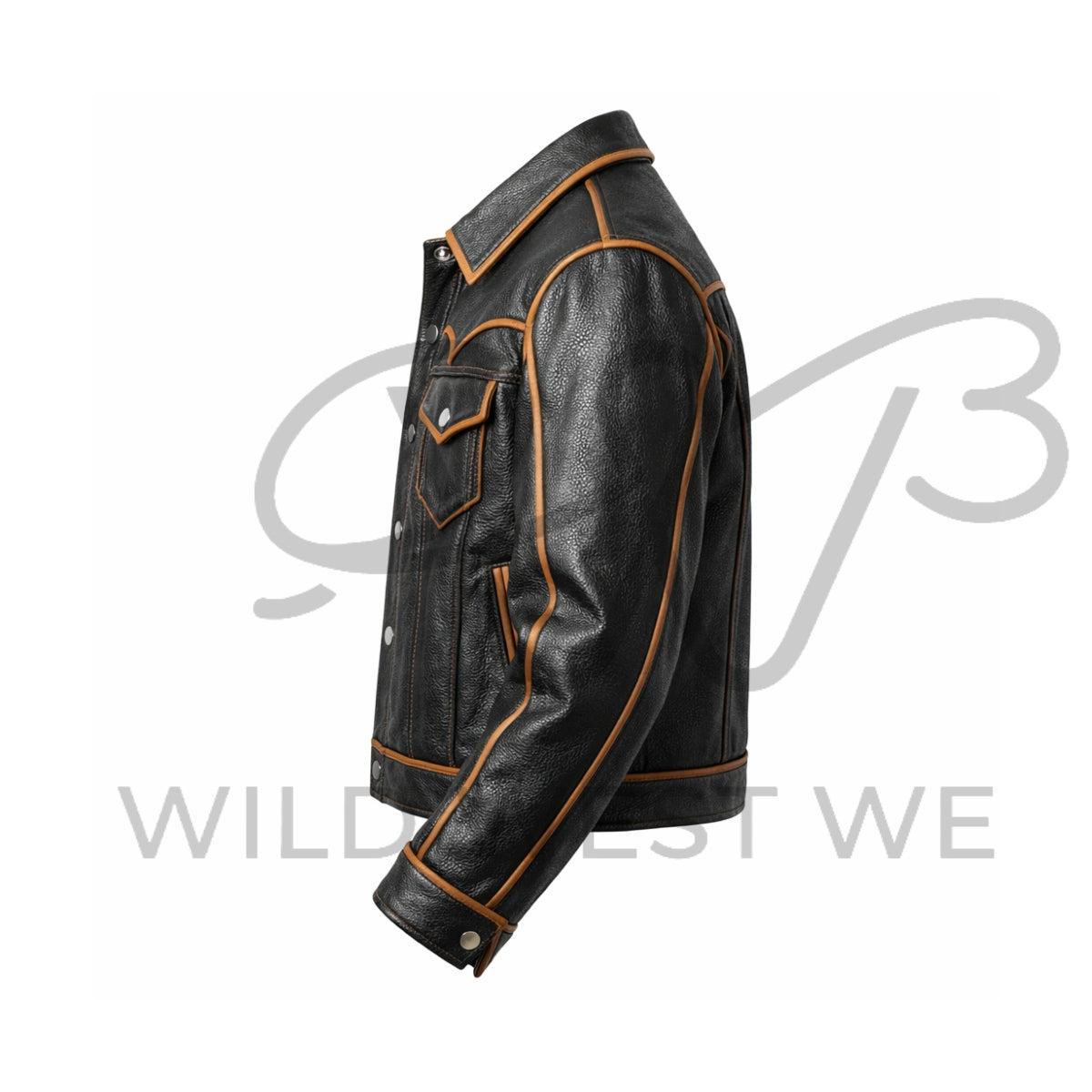 Men’s Western Piped Leather Jacket