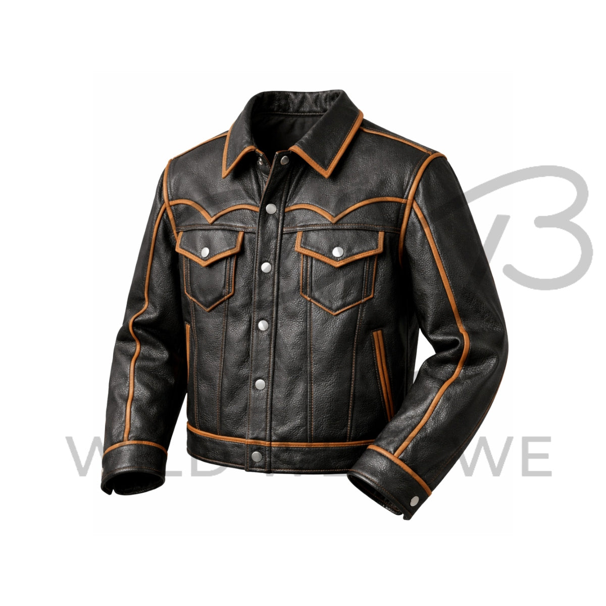 Men’s Western Piped Leather Jacket