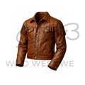 Men’s Brown Western Fringe Leather Jacket 