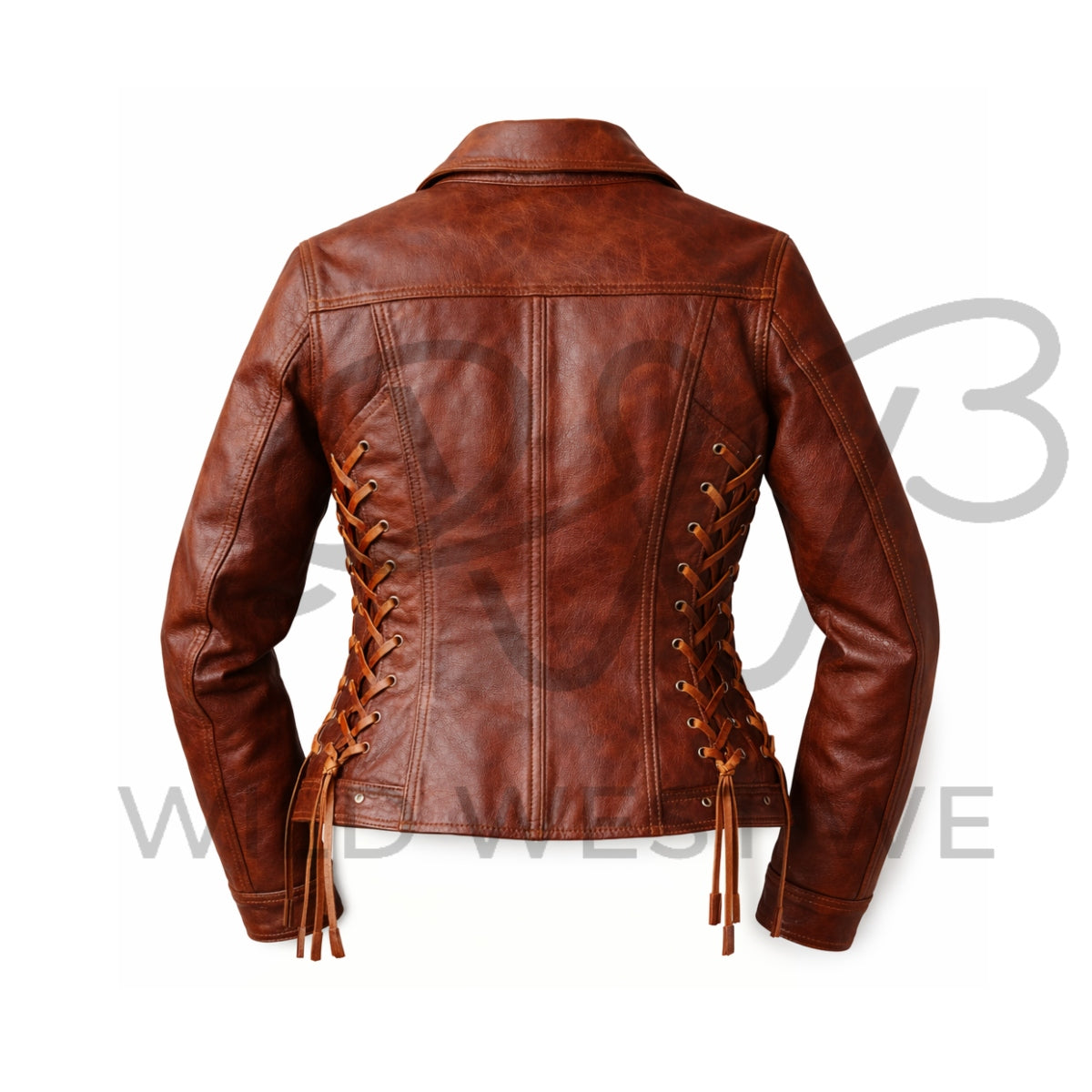 Women’s Western Lace-Up Leather Jacket