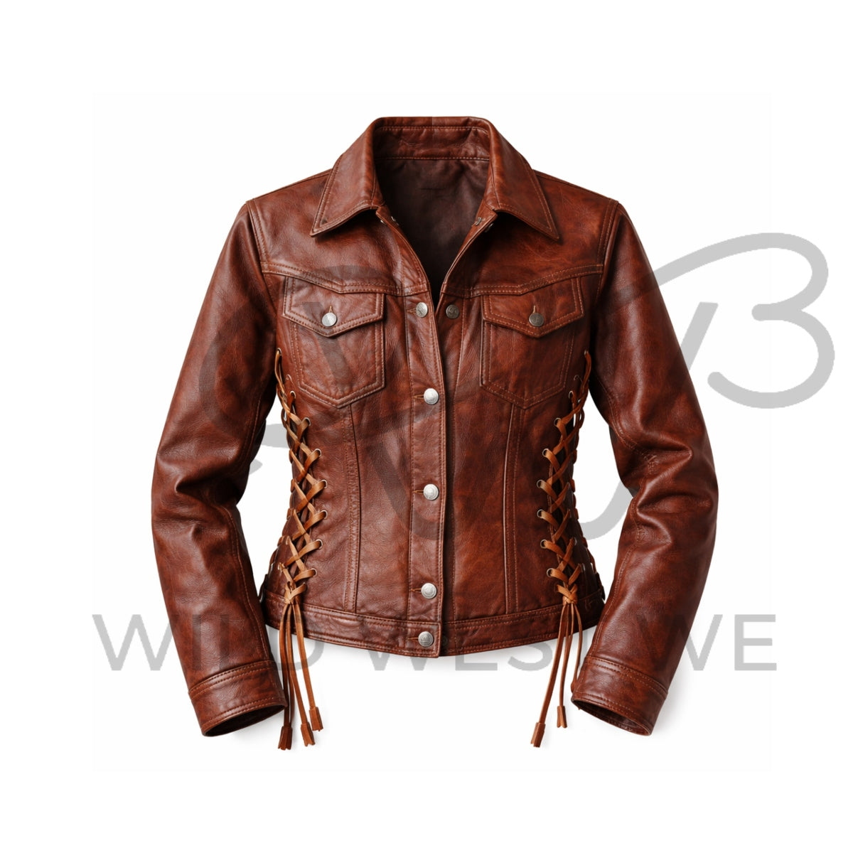 Women’s Western Lace-Up Leather Jacket