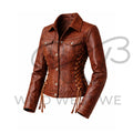 Women’s Western Lace-Up Leather Jacket
