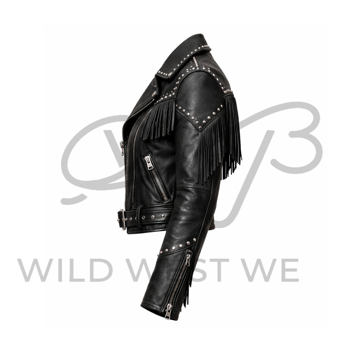 Women’s Studded Western Fringe Leather Jacket