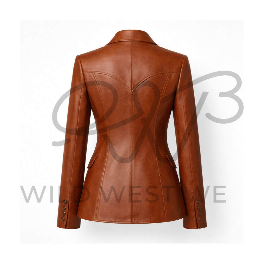 Women’s Brown Western Leather Blazer 
