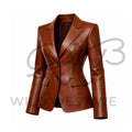 Women’s Brown Western Leather Blazer 
