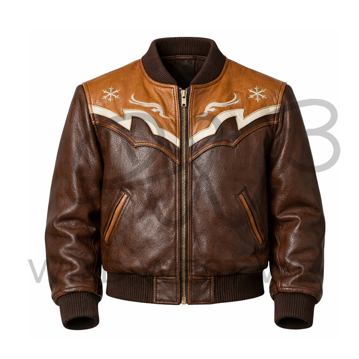 Men’s Western Leather Bomber Jacket 