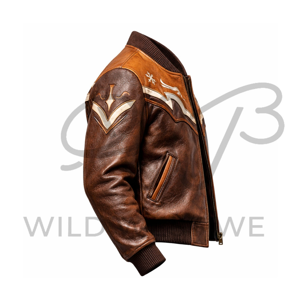 Men’s Western Leather Bomber Jacket 