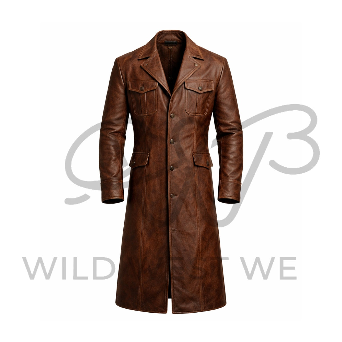 Men’s Classic Western Leather Long Coat