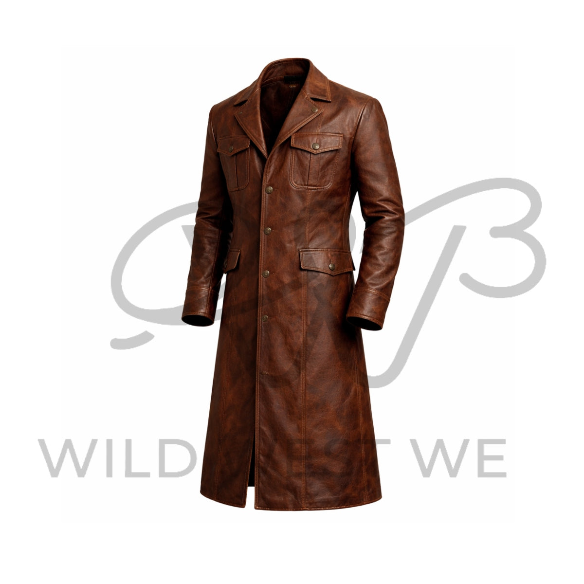 Men’s Classic Western Leather Long Coat