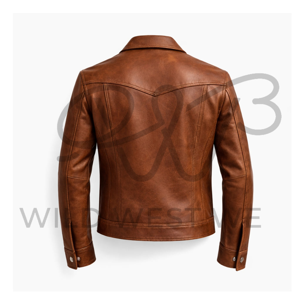 Men’s Brown Western Leather Jacket 