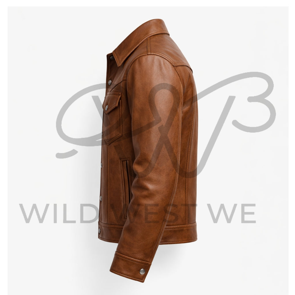Men’s Brown Western Leather Jacket 