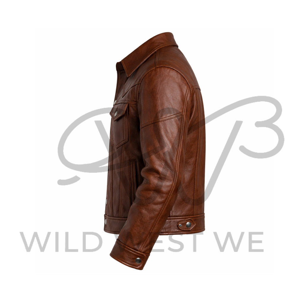 Men’s Western Paneled Leather Jacket