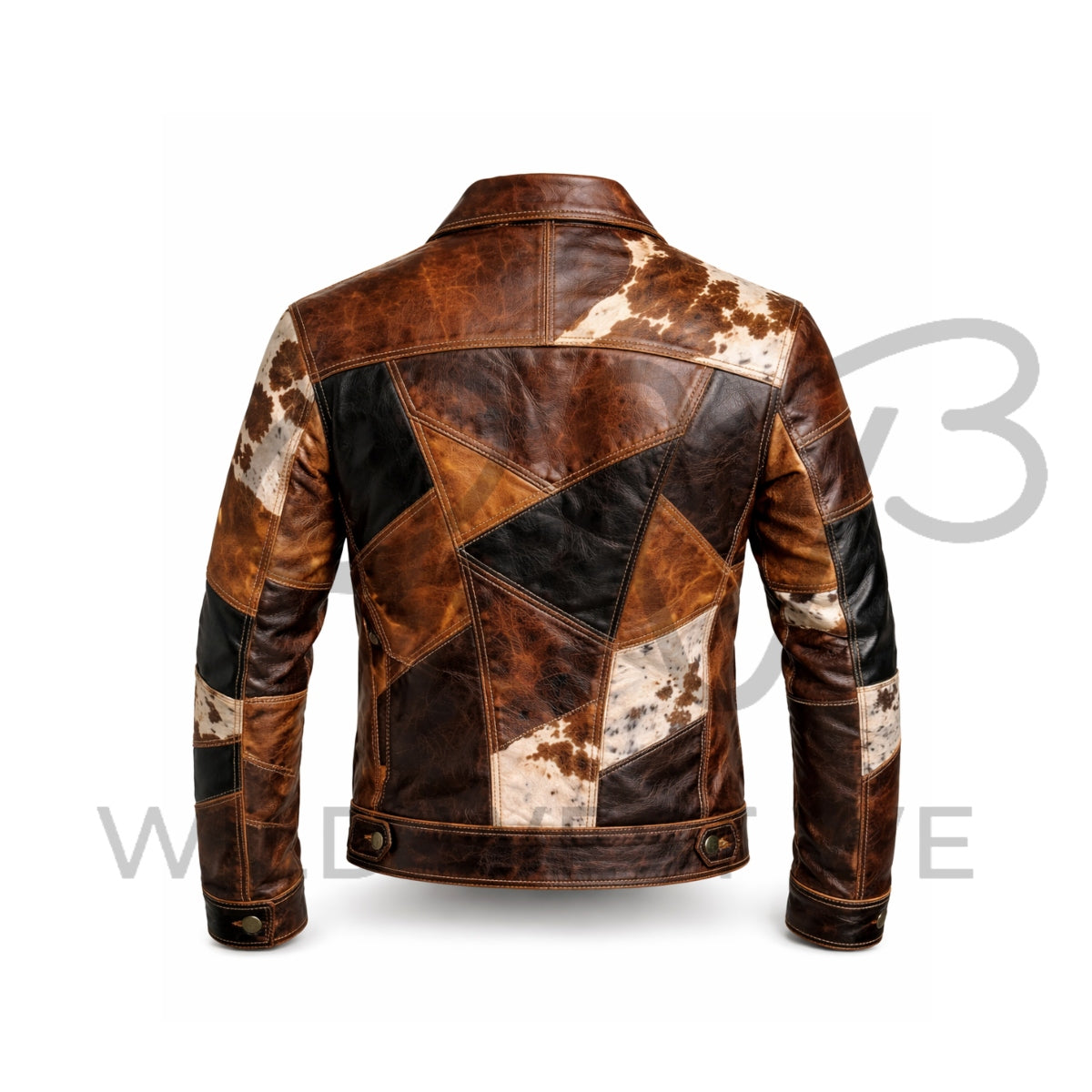 Men’s Western Patchwork Leather Jacket