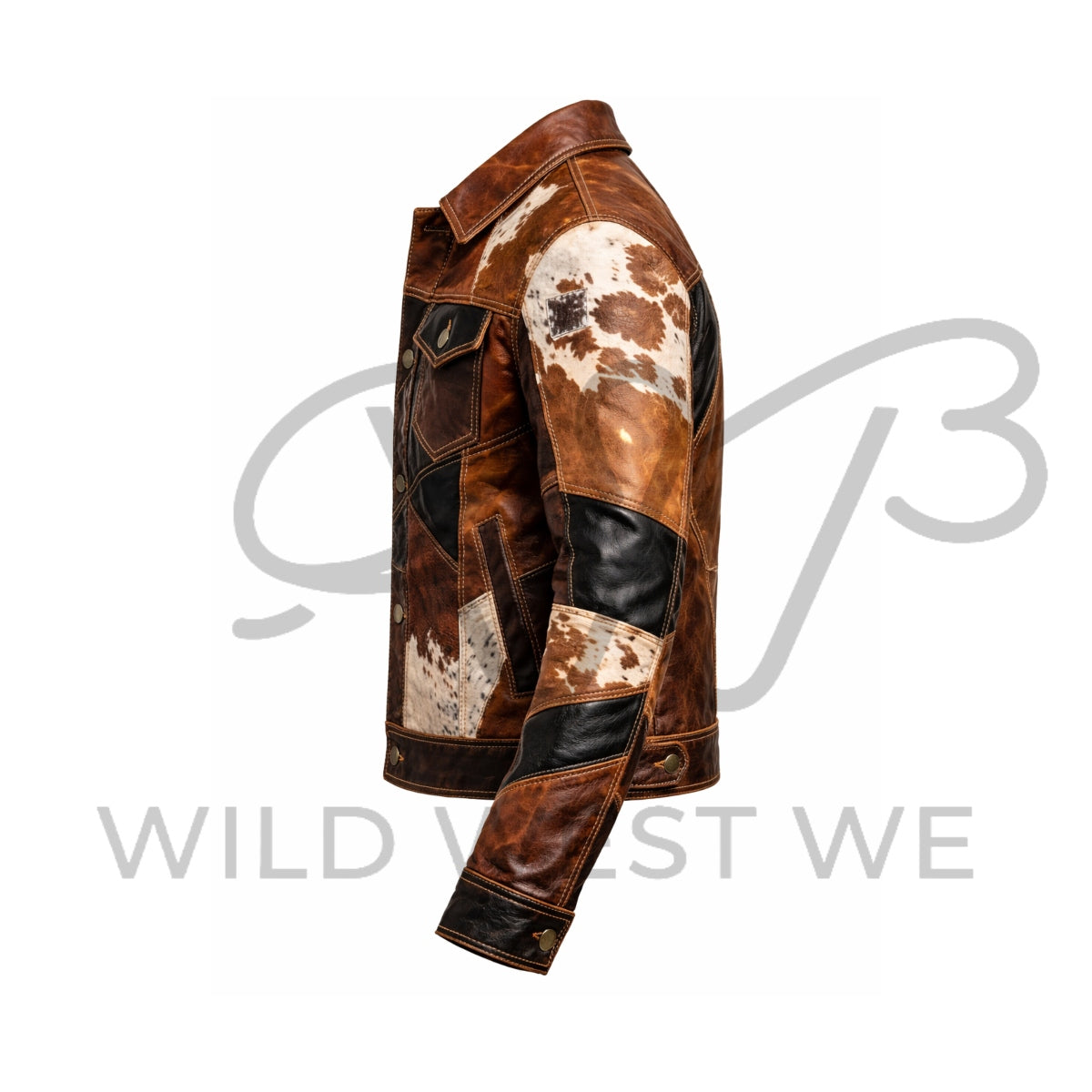 Men’s Western Patchwork Leather Jacket