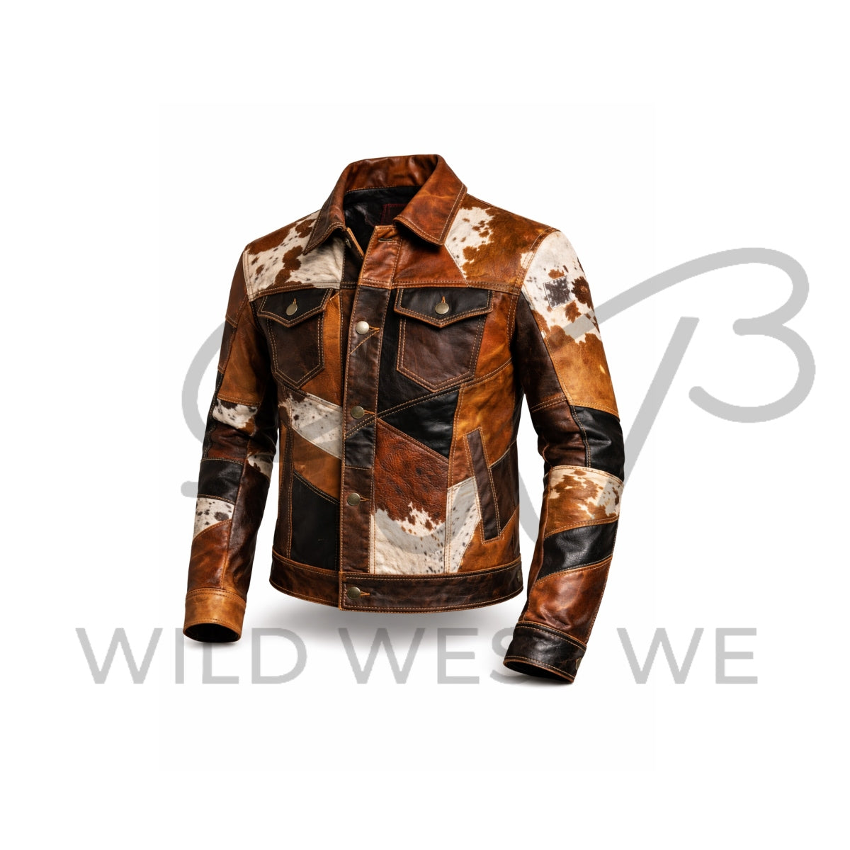 Men’s Western Patchwork Leather Jacket