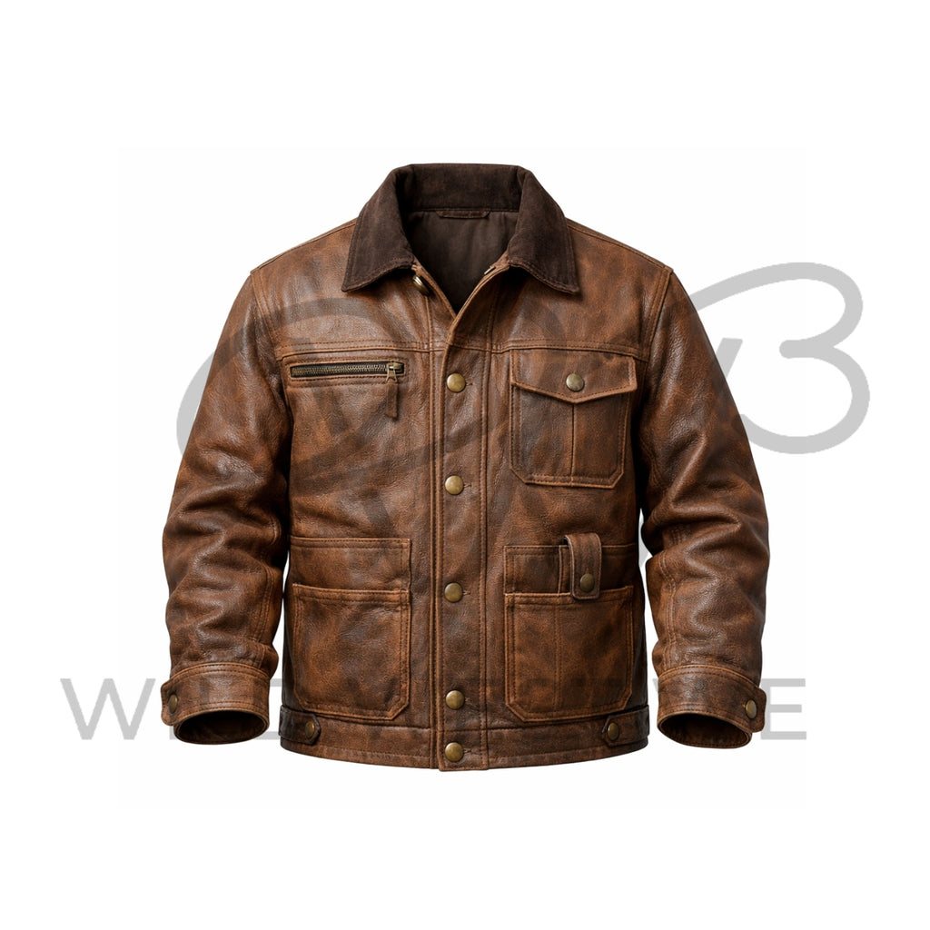 Men’s Western Ranch Work Leather Jacket