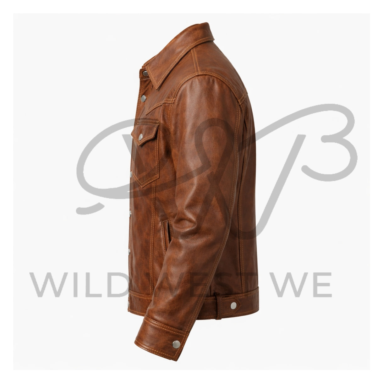 Men’s Brown Western Shirt Style Leather Jacke