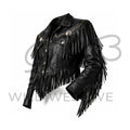 Men’s Black Western Fringe Leather Jacket