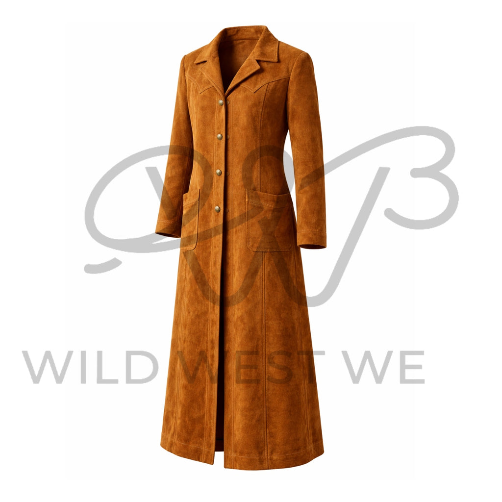 Women’s Tan Suede Western Long Coat