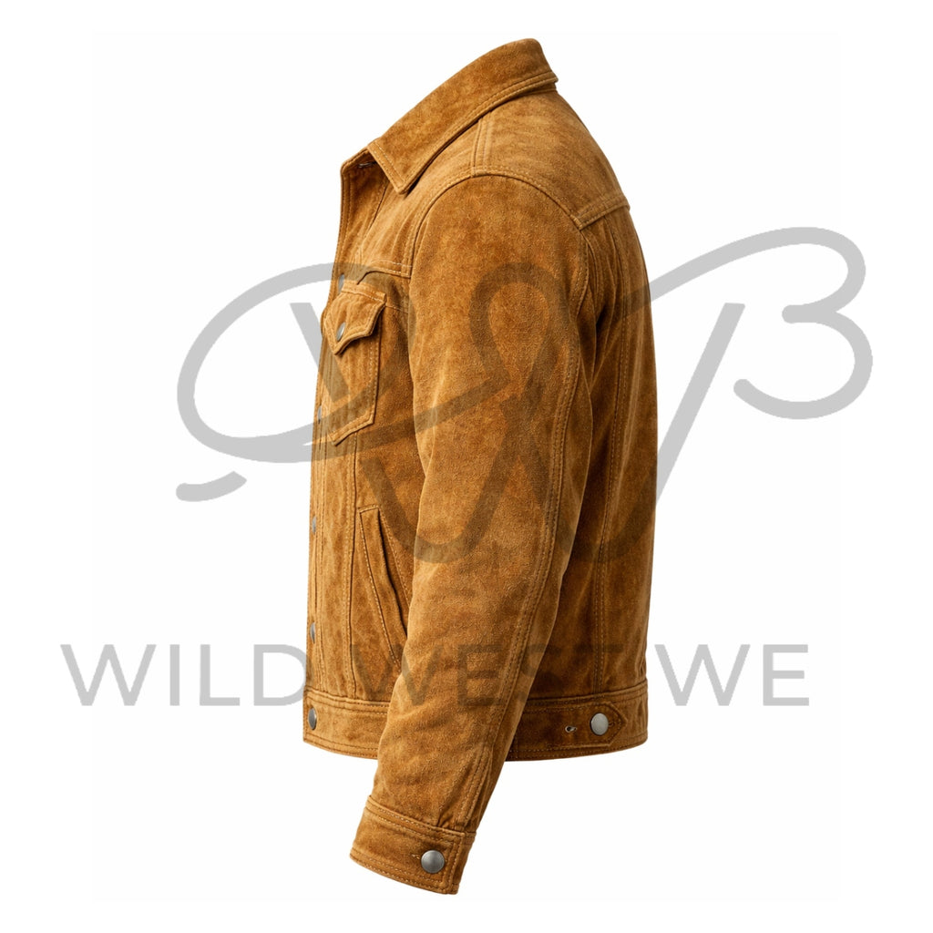 Men’s Tan Suede Western Leather Jacket