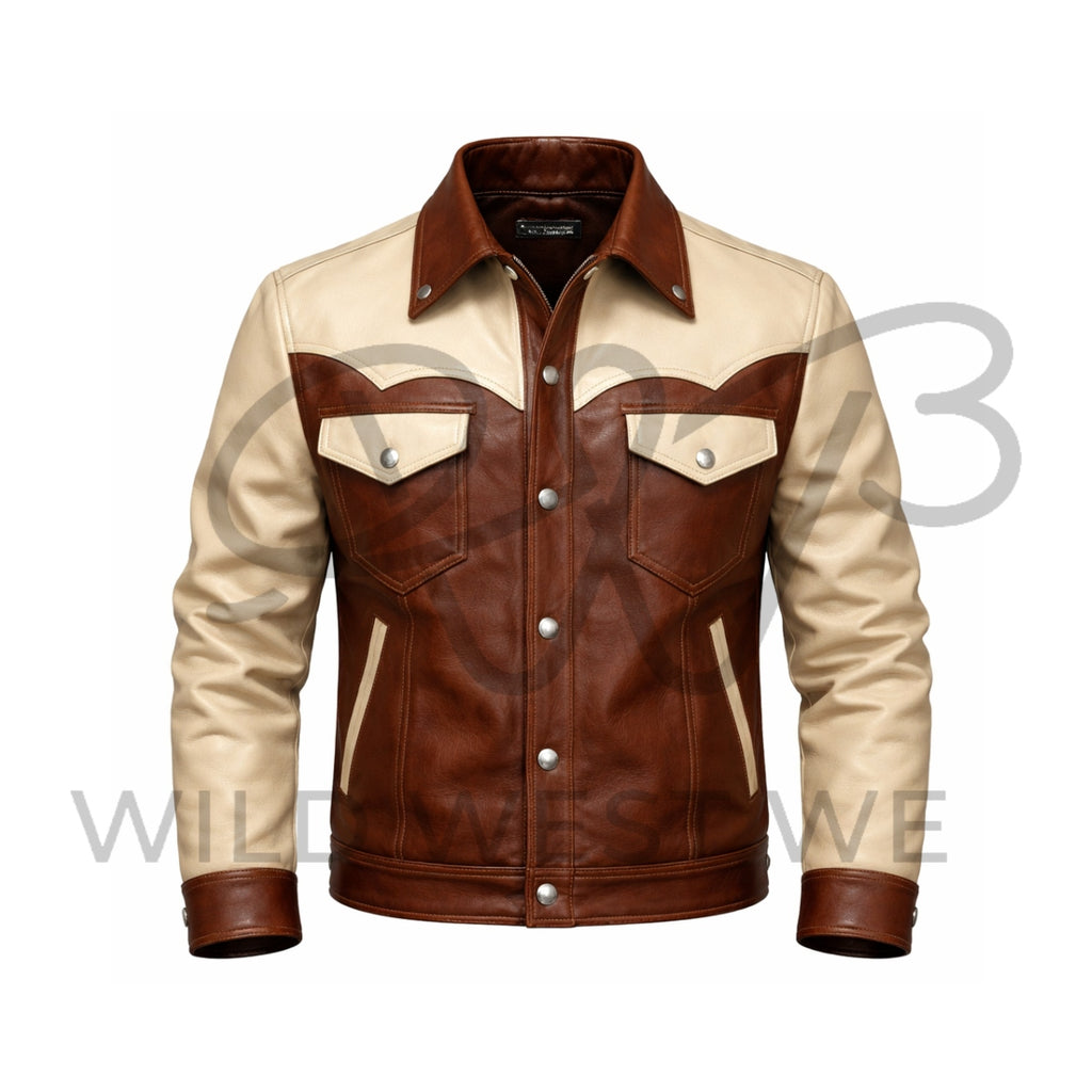 Men’s Two-Tone Western Leather Jacket 