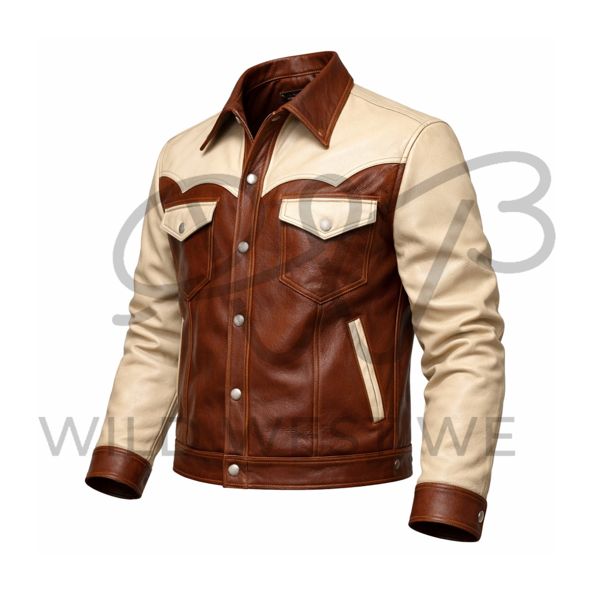 Men’s Two-Tone Western Leather Jacket 