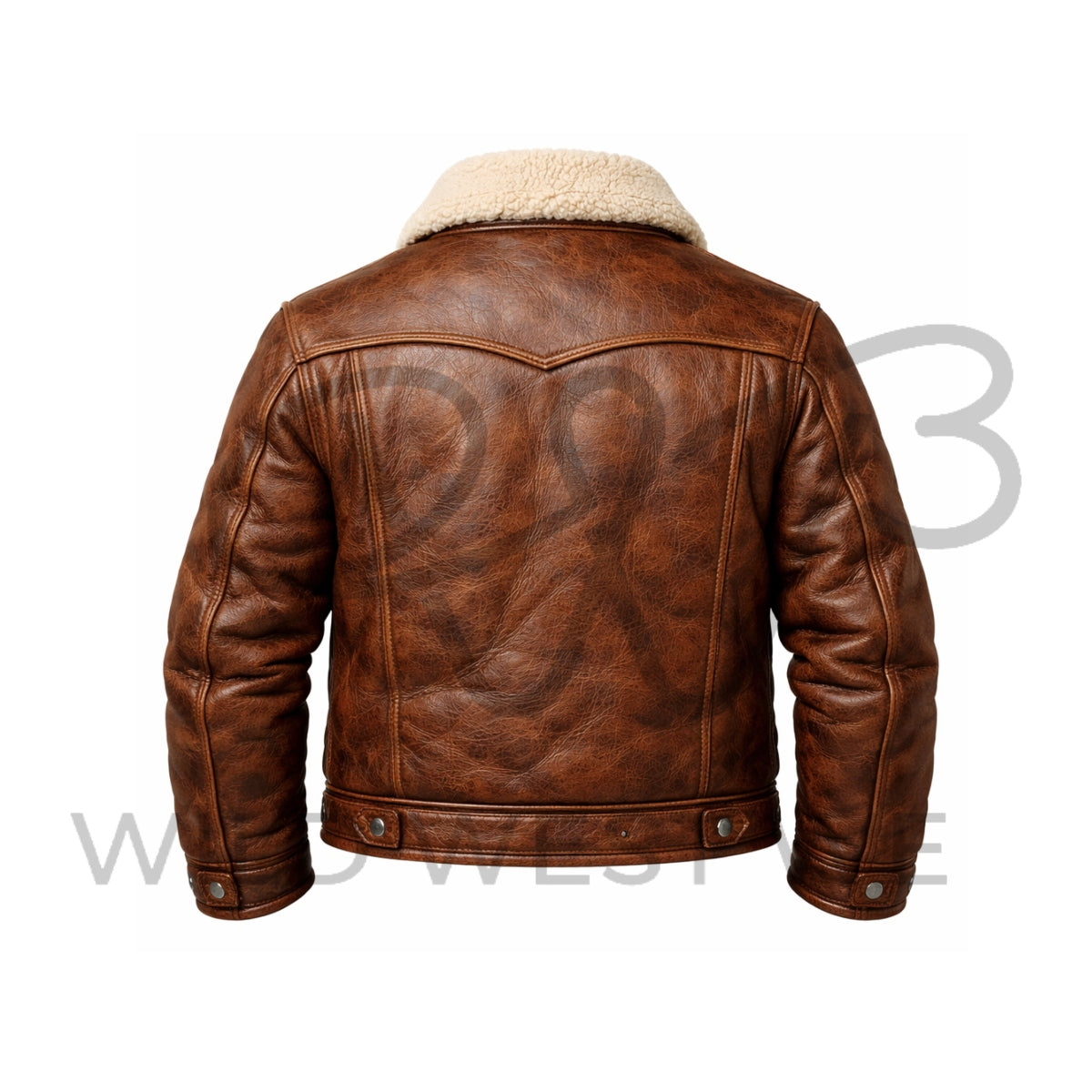 Men’s Western Shearling Collar Leather Jacket