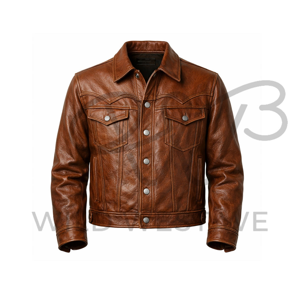 Men’s Classic Western Yoke Leather Jacket