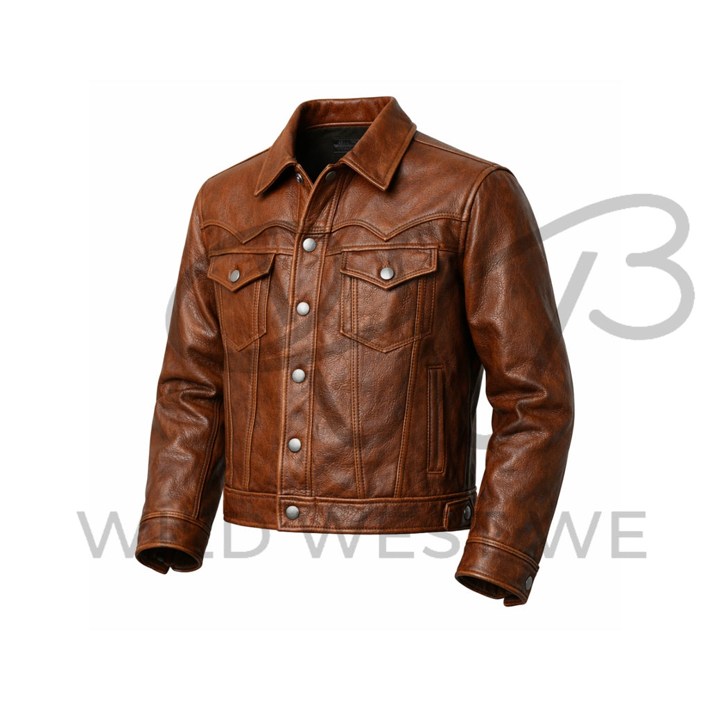 Men’s Classic Western Yoke Leather Jacket