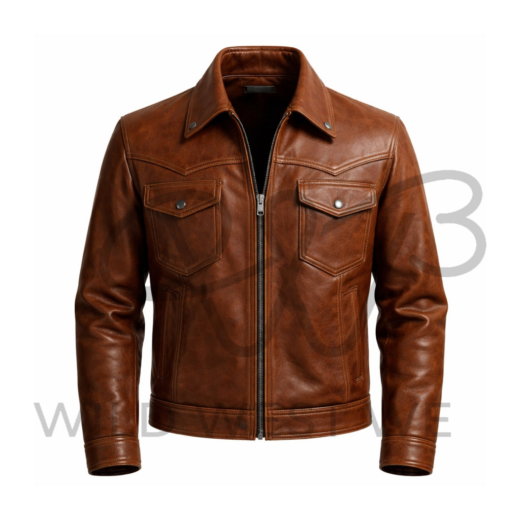 Men’s Brown Western Leather Jacket