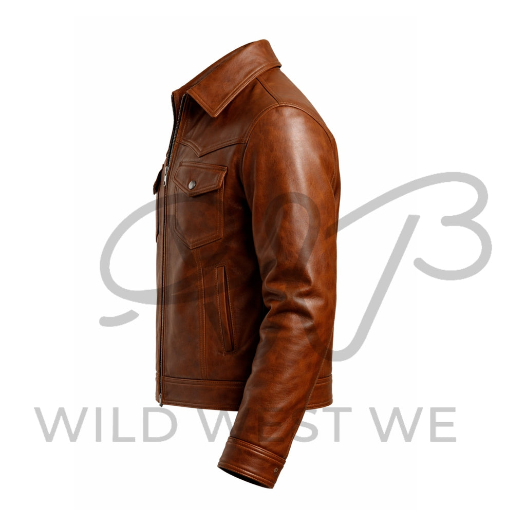 Men’s Brown Western Leather Jacket