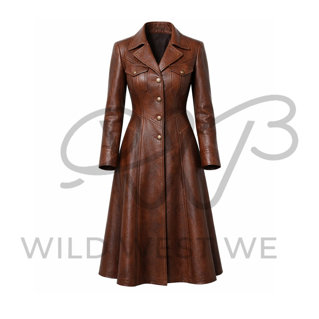Women’s Western Leather Long Coat