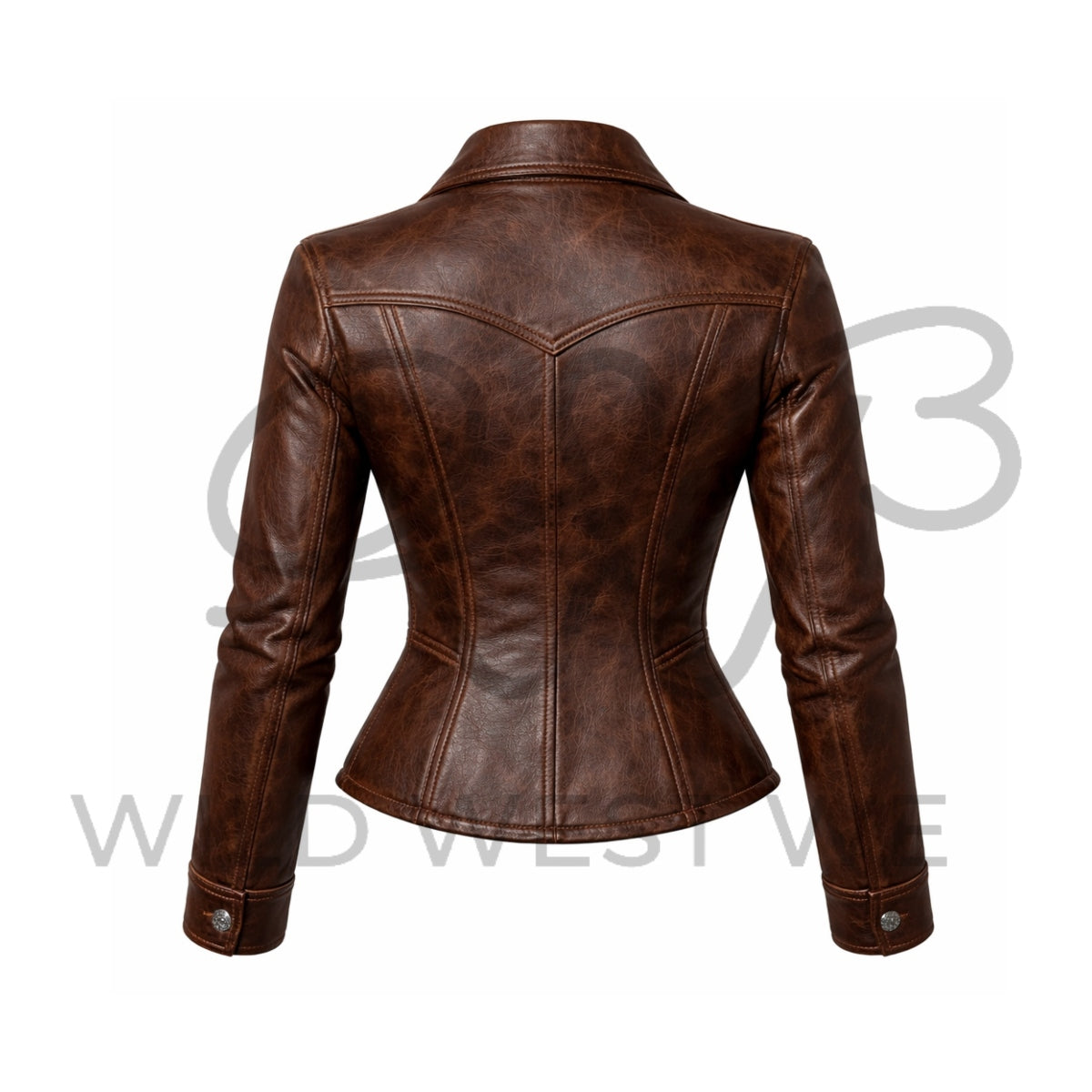 Women’s Brown Fitted Western Leather Jacket 