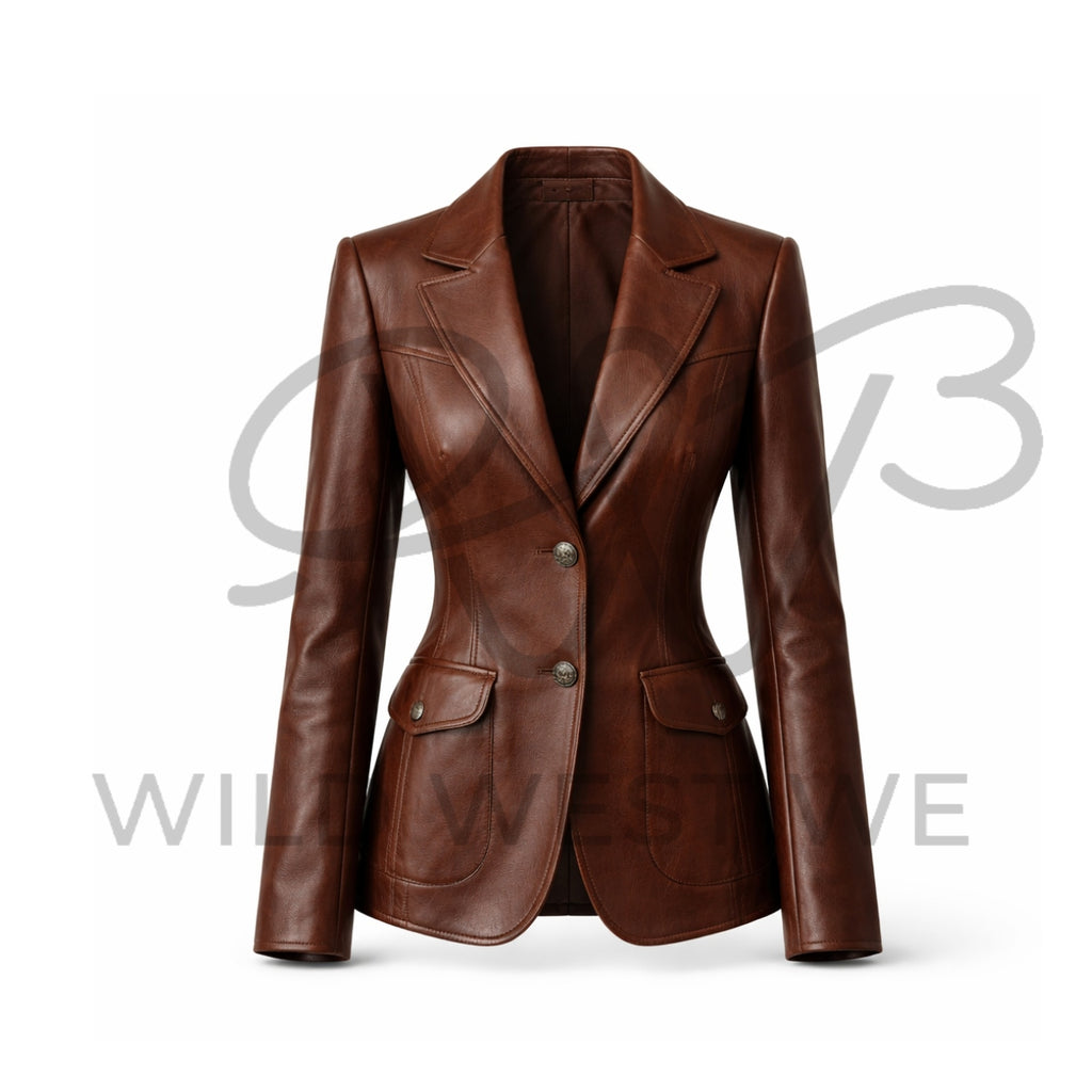Women’s Brown Western Leather Blazer