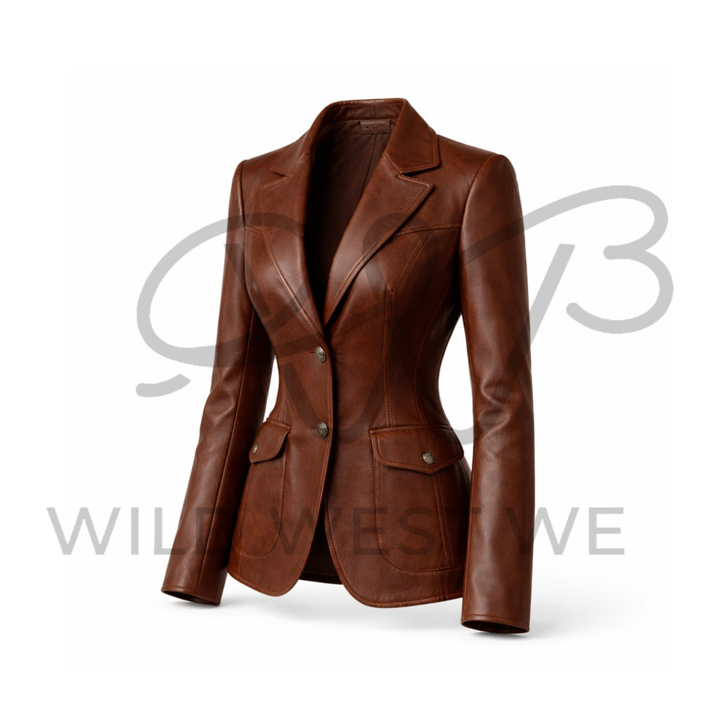 Women’s Brown Western Leather Blazer