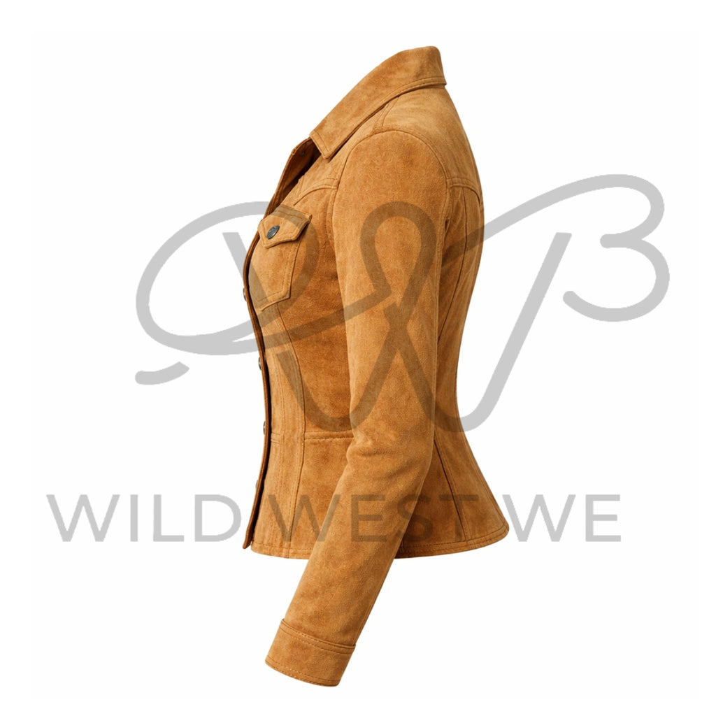Women’s Tan Suede Western Leather Jacket