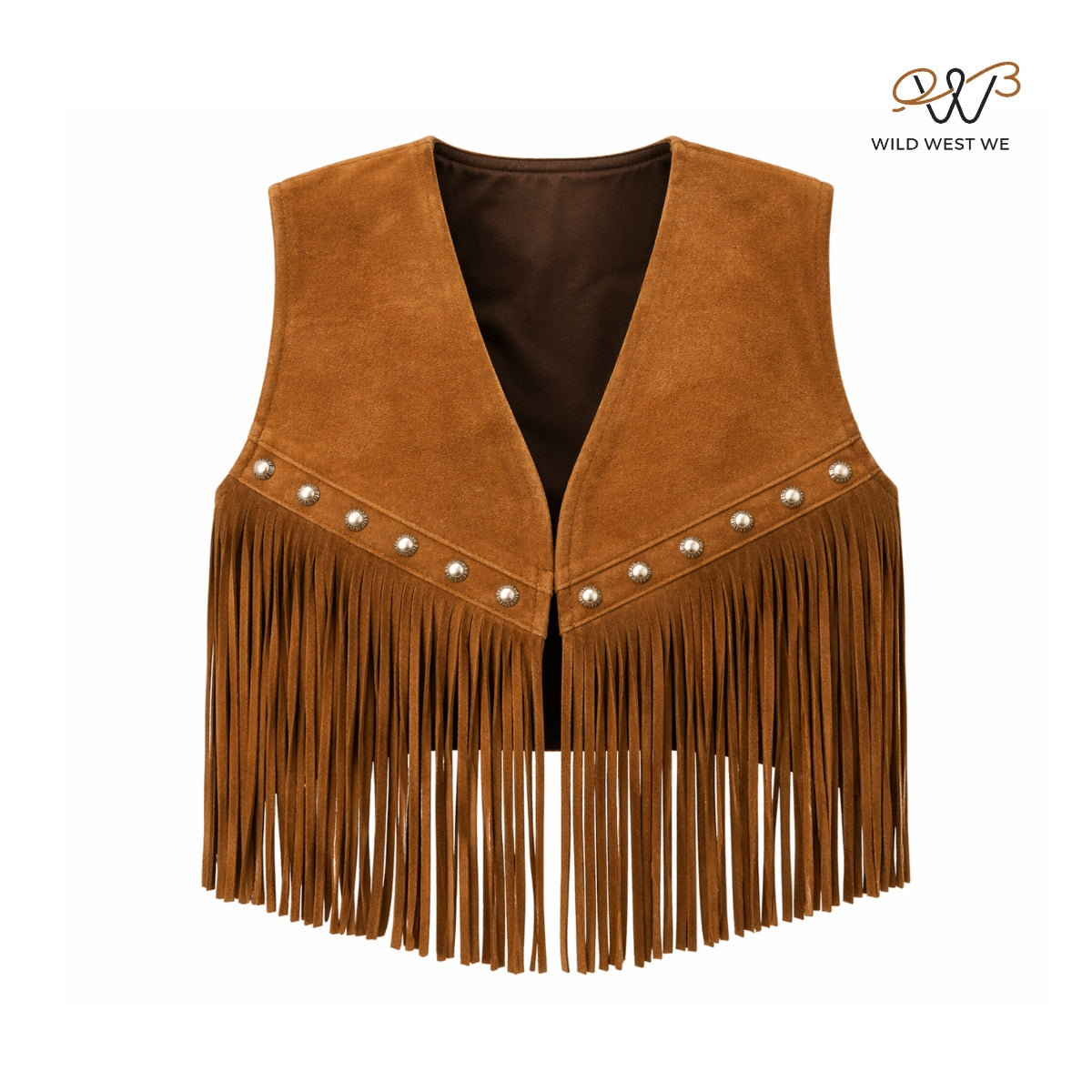 Men’s Cropped Western Suede Fringe Vest with Concho Detail