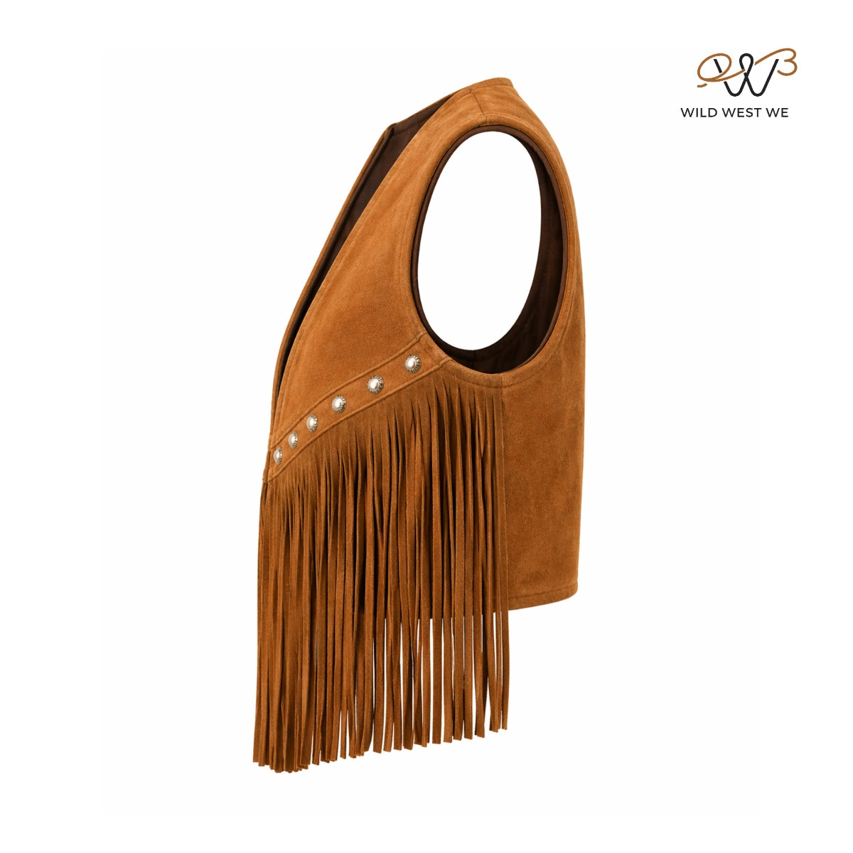 Men’s Cropped Western Suede Fringe Vest with Concho Detail