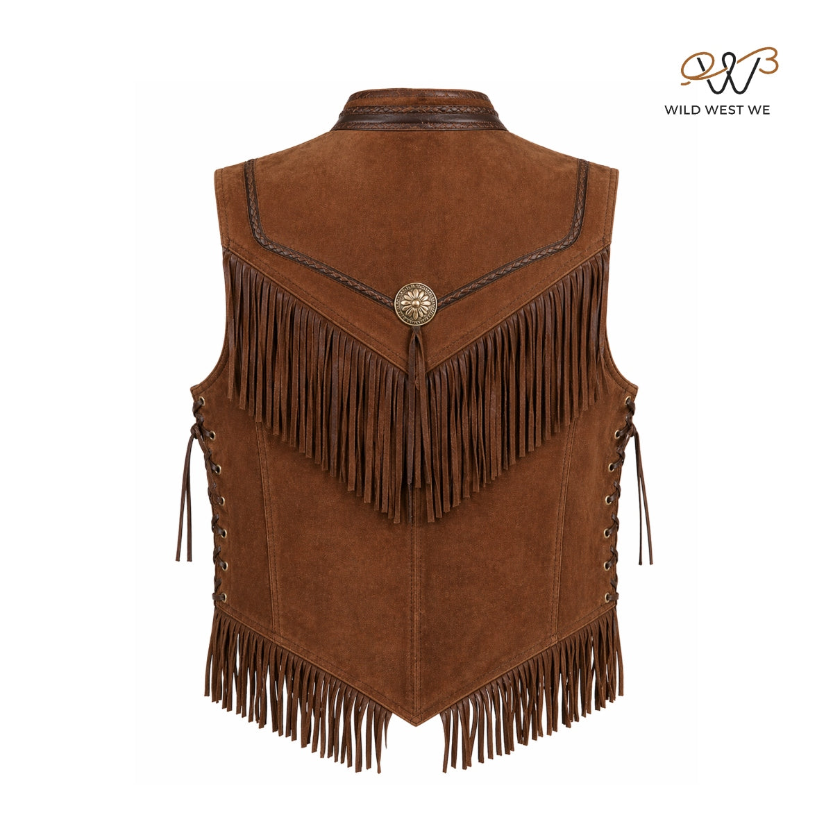 Men’s Western Suede Fringe Vest with Concho Detail