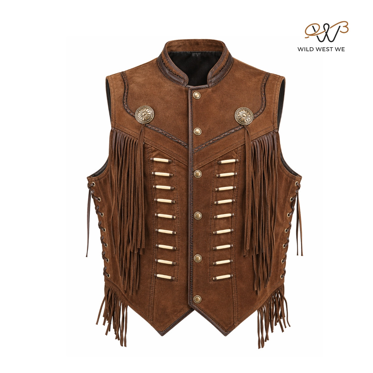 Men’s Western Suede Fringe Vest with Concho Detail