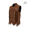 Men’s Western Suede Fringe Vest with Concho Detail